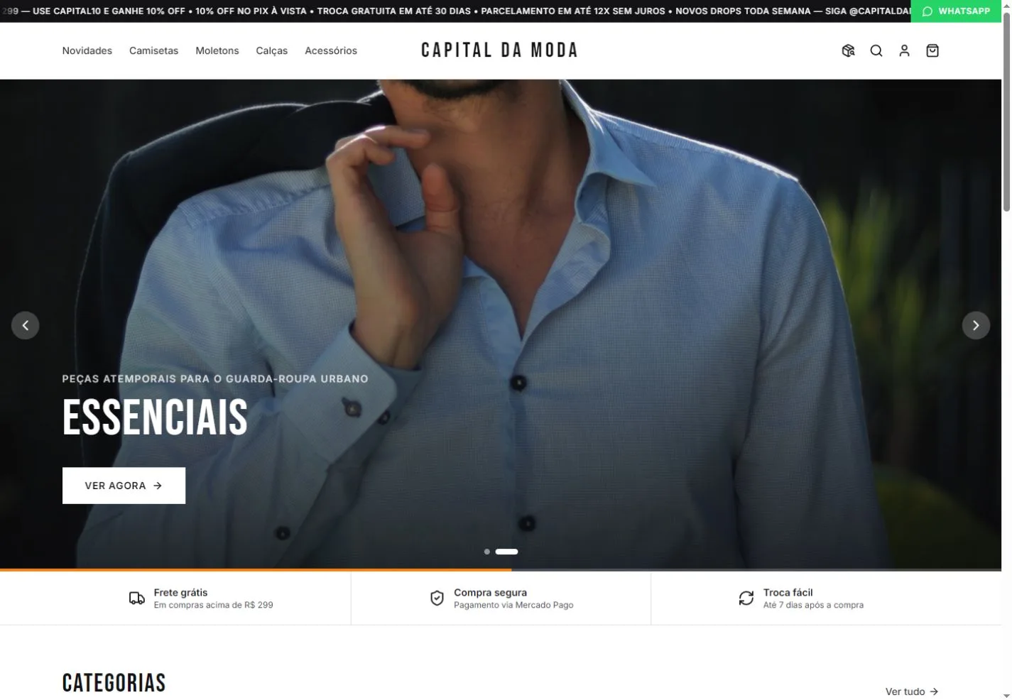 Vista previa de la página de inicio de Capital da Moda
